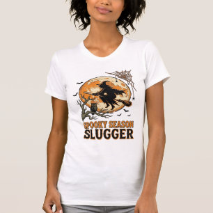 Halloween Baseball Witch Vintage Engraving Shirt_1 T-Shirt