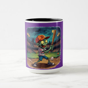 Halloween Baseball, Zombie,Brains Over Bases Mug