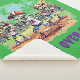 Halloween Baseball, Zombie,Brains Over Bases  Sherpa Blanket