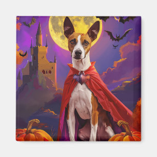 Halloween Basenji Dog Pumpkins Scary Magnet