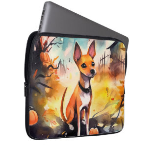 Halloween Basenji With Pumpkins Scary  Laptop Sleeve