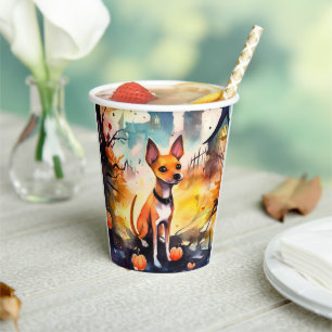 Halloween Basenji With Pumpkins Scary Paper Cups