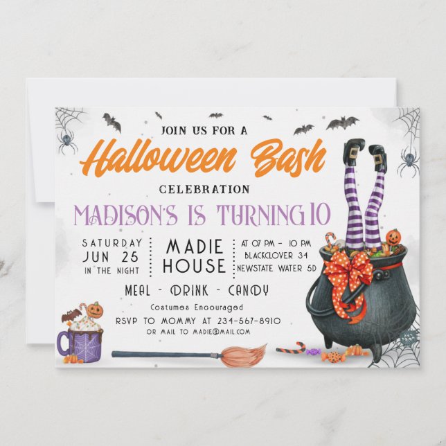 Halloween Bash Birthday Invitation Party (Front)