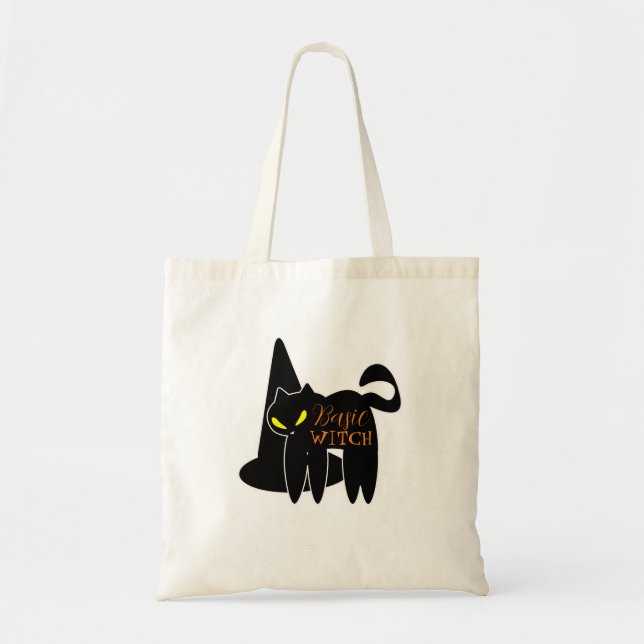 Halloween Basic Witch Black Cat  Tote Bag (Front)