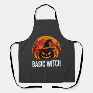 Halloween Basic Witch Pumpkin Moon Graphic Apron