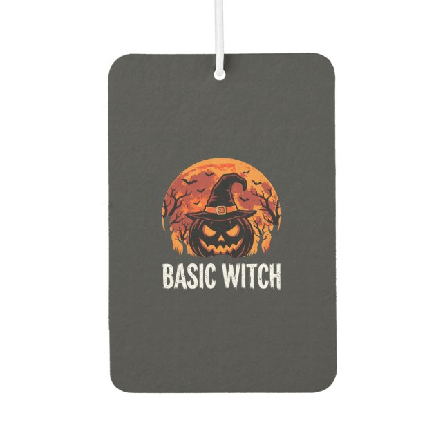 Halloween Basic Witch Pumpkin Moon Graphic Car Air Freshener (Front)