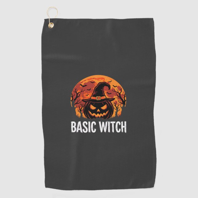 Halloween Basic Witch Pumpkin Moon Graphic Golf Towel (Front)