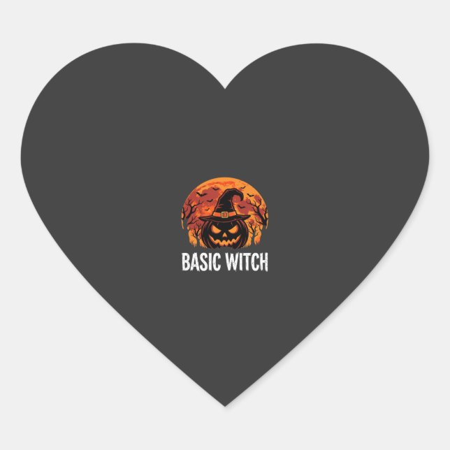 Halloween Basic Witch Pumpkin Moon Graphic Heart Sticker (Front)