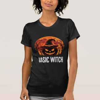 Halloween Basic Witch Pumpkin Moon Graphic T-Shirt