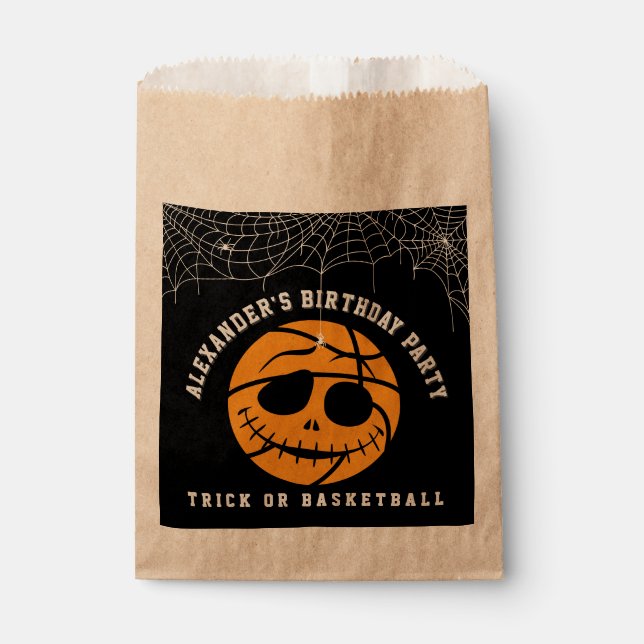 Halloween Basket Ball Trick or Basketball Birthday Favour Bag (Front)