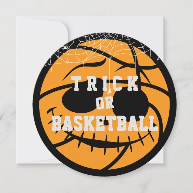 Halloween Basket Ball Trick or Basketball Birthday Invitation (Front)