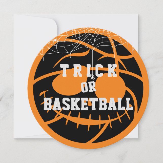 Halloween Basket Ball Trick or Basketball Birthday Invitation (Front)