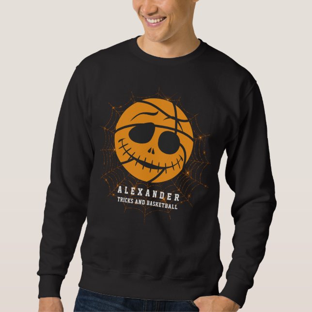 Halloween Basket Ball Trick or Basketball Birthday Sweatshirt (Front)