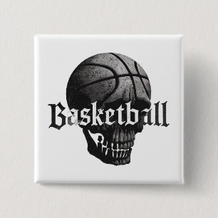Halloween Basketball Design with a Gothic Twist 15 Cm Square Badge