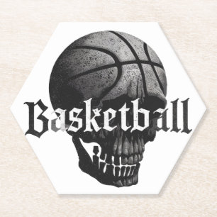 Halloween Basketball Design with a Gothic Twist Paper Coaster