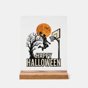 Halloween Basketball Happy Halloween Vintage Sport Acrylic Sign