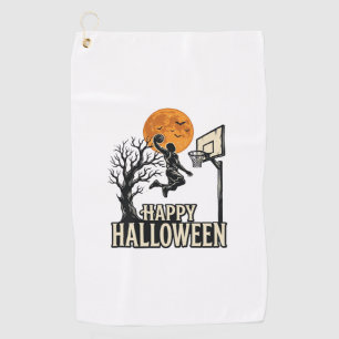 Halloween Basketball Happy Halloween Vintage Sport Golf Towel