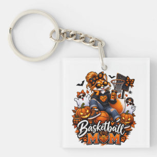 Halloween Basketball Mom Fox – Spooky Hoops Mom Key Ring