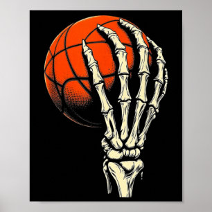 Halloween Basketball Skeleton Skull Player Men Boy Poster
