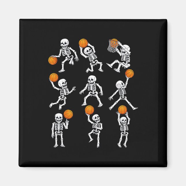Halloween Basketball Skeletons Dunking Dribble Boy Magnet (Front)