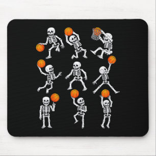 Halloween Basketball Skeletons Dunking Dribble Boy Mouse Pad