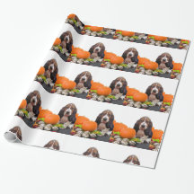 Halloween Basset Hound dog wrapping paper