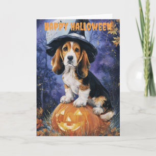 Halloween Basset Hound Holiday Card