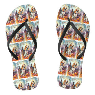 Halloween Basset Hound With Pumpkins Scary Thongs