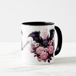 Halloween Bat and Roses Mug