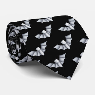 Halloween Bat Black White Pattern Tie