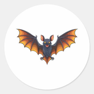 Halloween bat flying classic round sticker