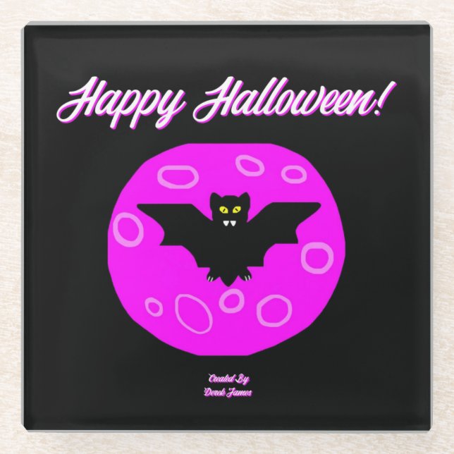 Halloween Bat Glass Coaster (Front)