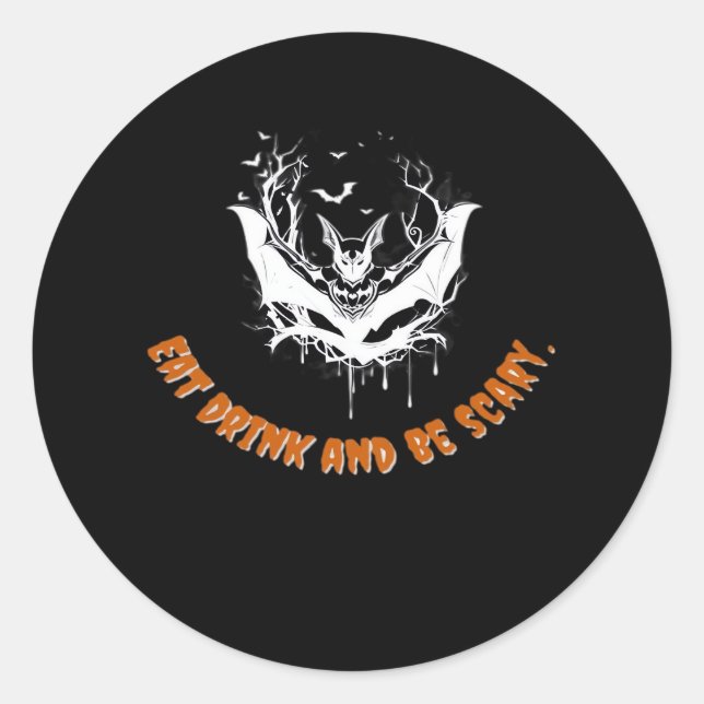 Halloween Bat Hanging For The Essential Classic Round Sticker (Front)