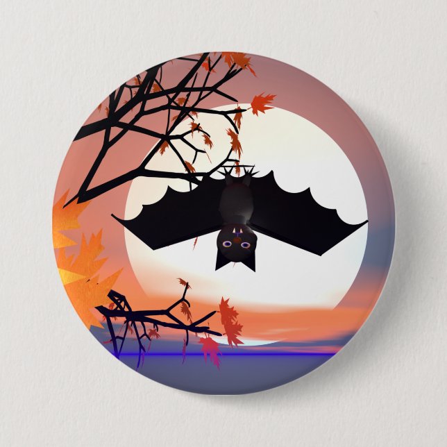 Halloween Bat in Tree 7.5 Cm Round Badge (Front)