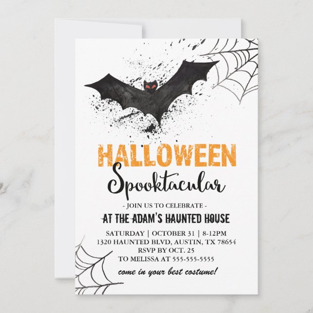 Halloween Bat Invitation (Front)