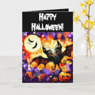 Halloween Bat & Jack-O-Lanterns Personalised Card
