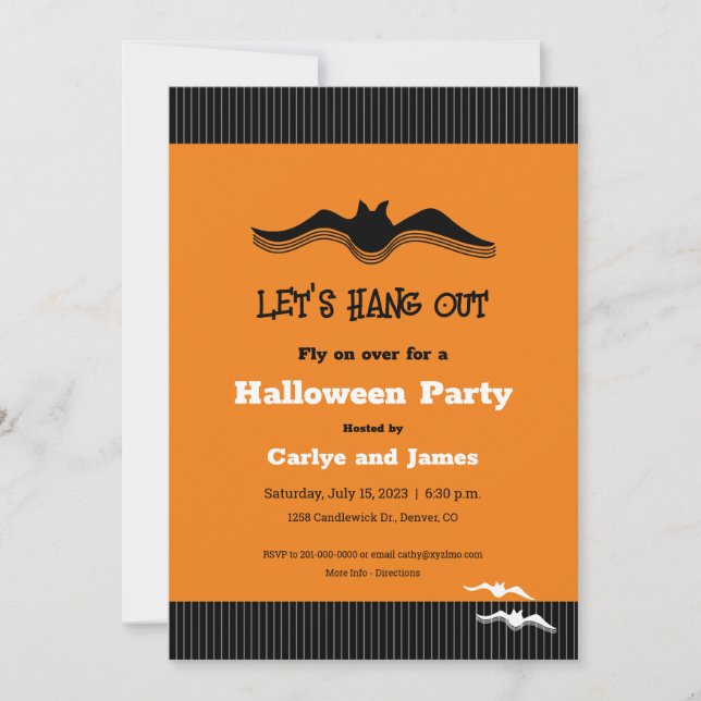 Halloween Bat, Let's Hang Out Invitation (Front)