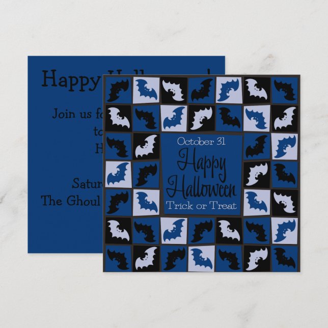Halloween bat mosaic invitation (Front/Back)