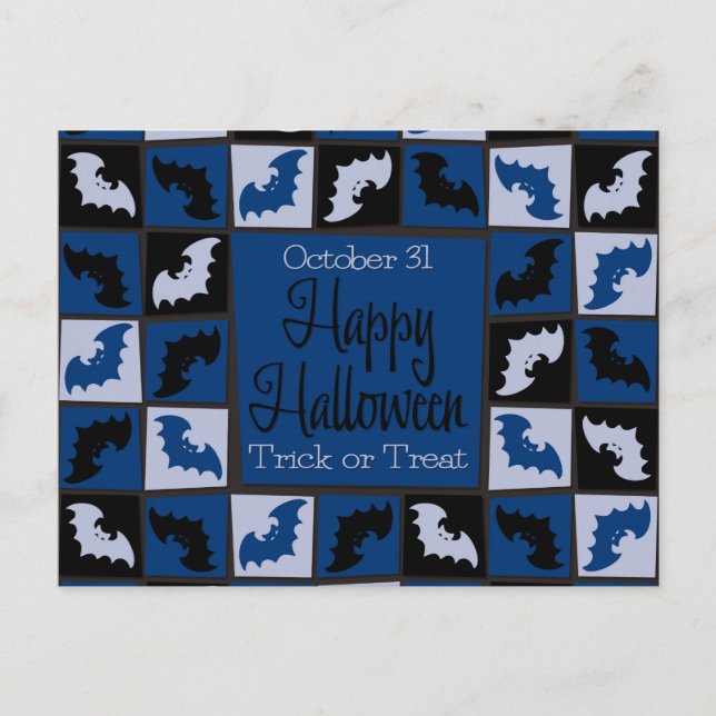 Halloween bat mosaic postcard (Front)