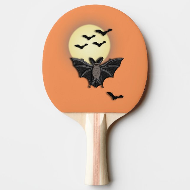 Halloween Bat Orange Ping Pong Paddle (Back)