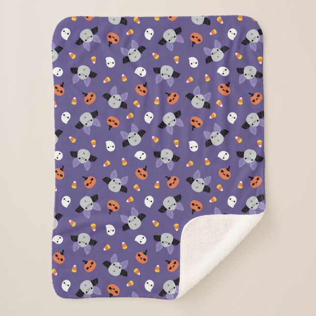 Halloween bat pattern sherpa blanket (Front)