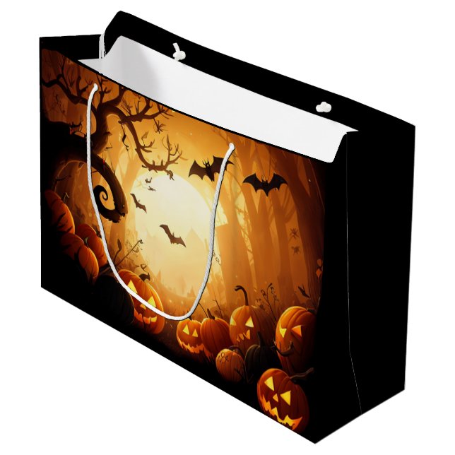 Halloween/Bat/Pumpkin/Fall  Large Gift Bag (Front Angled)