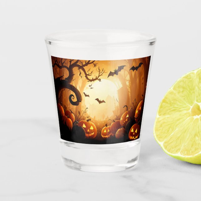 Halloween/Bat/Pumpkin/Fall  Shot Glass (Front)