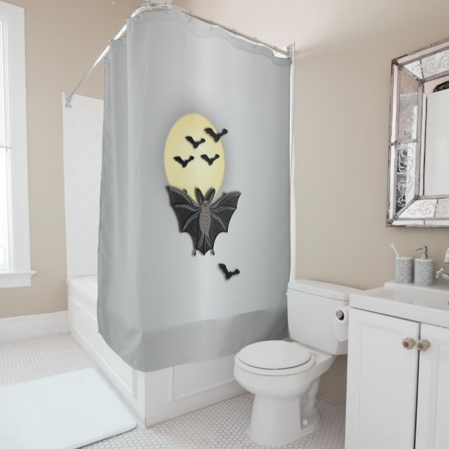 Halloween Bat Shower Curtain (In Situ)