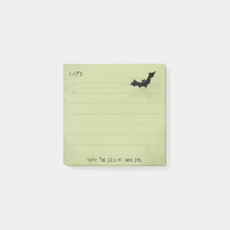 Halloween Bat Silhouette over Green - Lined Post-it Notes