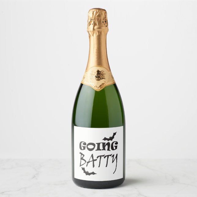 Halloween Bat Sparkling Wine Label (Front)