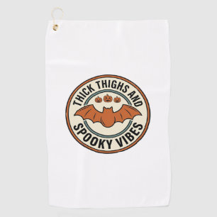 Halloween Bat Thick Thighs Spooky Vibes Vintage_1 Golf Towel