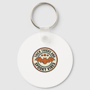 Halloween Bat Thick Thighs Spooky Vibes Vintage_1 Key Ring