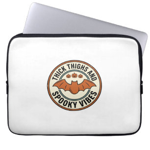 Halloween Bat Thick Thighs Spooky Vibes Vintage_1 Laptop Sleeve