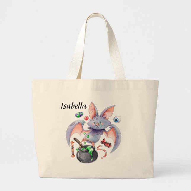 Halloween Bat Trick or Treat Tote Bag  (Front)